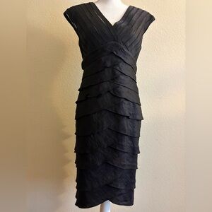 Adrianna Papell Black Tiered Midi Dress